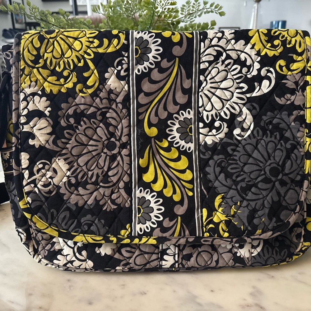 Vera Bradley Black and Yellow Floral Laptop Bag